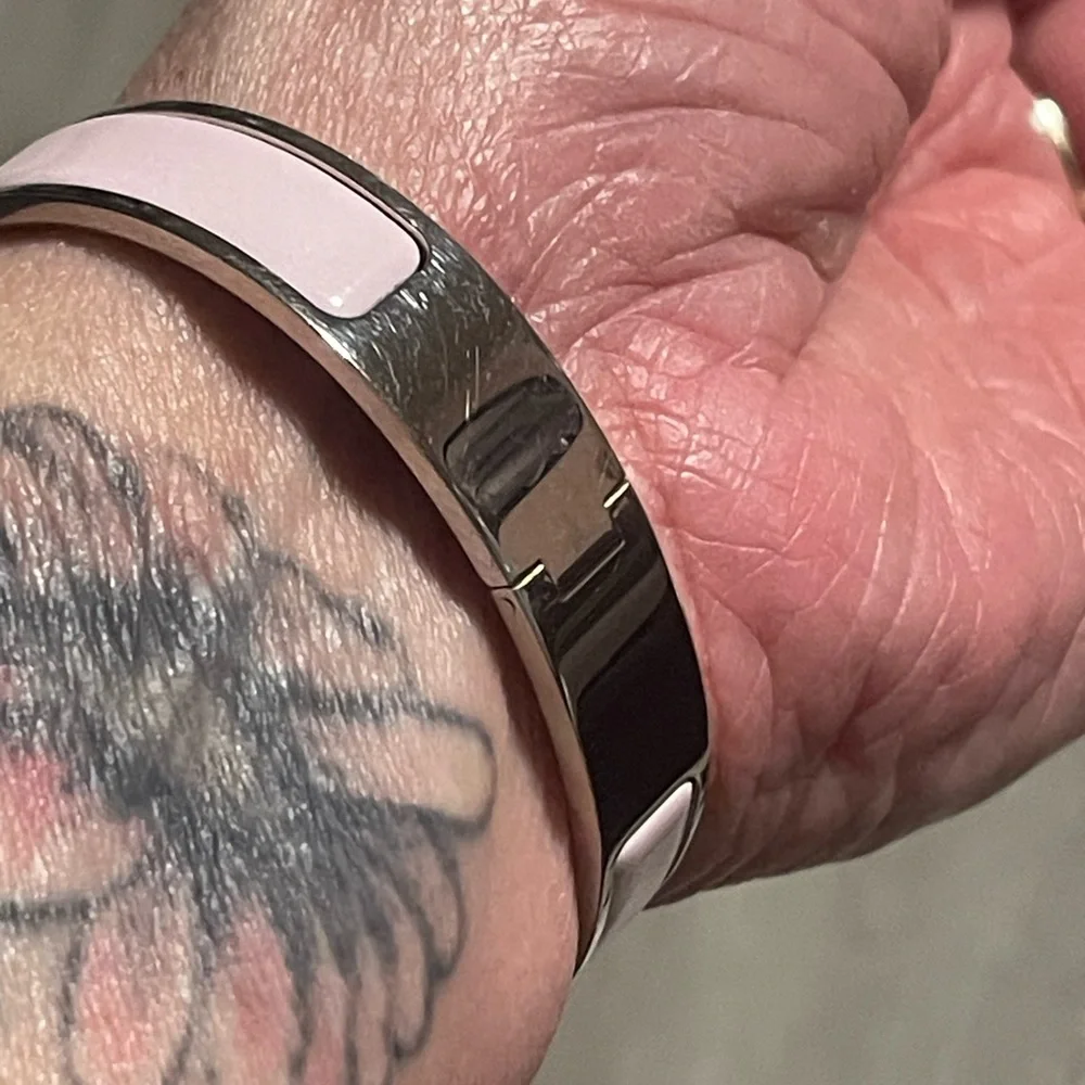 Hermès Clic Clac H Bracelet PM Pink Palladium Enamel Narrow Bangle - Picture 5 of 8